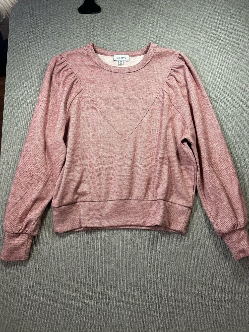 Everly Pink Heather Puff-Sleeve Sweatshirt